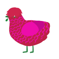 Fuchsia, a crimson and fuchsia chicken with a lace pattern