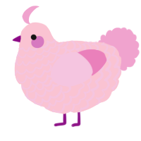 Peony, a rose and pink chicken with a lace pattern