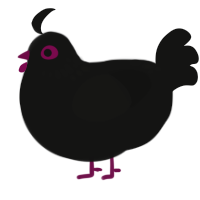 styx, a black chicken with a neck-speckle pattern