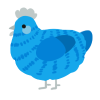 Eon, a sky and sapphire chicken with a bar pattern