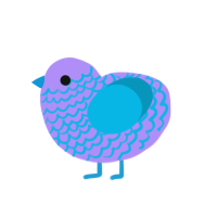 Cornflower, a lilac and cerulean chicken with a lace pattern