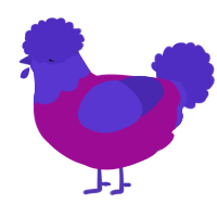 BlooBrry Mffn, a plum and indigo chicken with a head pattern