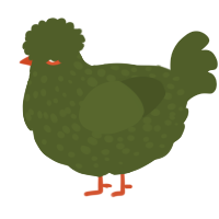 Pea Soup, a olive chicken with a speckle pattern