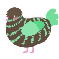 Leon, a bark and spring chicken with a bar pattern