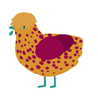 (unnamed), a orange and maroon chicken with a speckle pattern