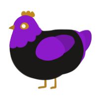 Dynasty, a sable and violet chicken with a head pattern