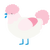 blingy, a white and rose chicken with a head pattern