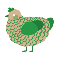 Fields, a beige and viridian chicken with a lace pattern