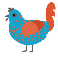 (unnamed), a cerulean and vermilion chicken with a speckle pattern