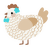 Latte, a white and beige chicken with a lace pattern