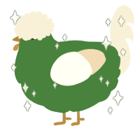 Moss ball, a viridian and cream chicken