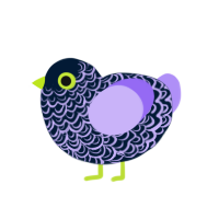 Eve, a tumblr and lilac chicken with a double-lace pattern