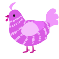 Pinky, a orchid and lavender chicken with a bar pattern