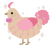 A cream and rose chicken with a bar pattern