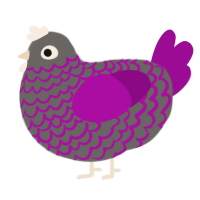 Jacob, a grey and plum chicken with a lace pattern