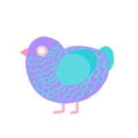 aqua wing, a lilac and aqua chicken with a lace pattern