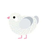 Ornament, a white and mist chicken with a lace pattern