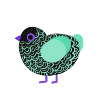 clear waters at dusk, a black and mint chicken with a double-lace pattern