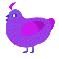 Purple and DERANGED, a blurple and amethyst chicken with a lace pattern