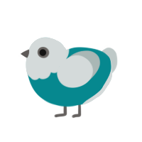 Hatsune Chicku, a teal and silver chicken with a head pattern