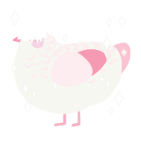 A white and rose chicken with a half-lace pattern