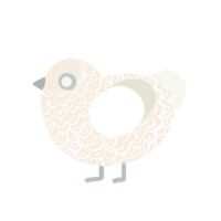 powdered donut, a cream and white chicken with a double-lace pattern