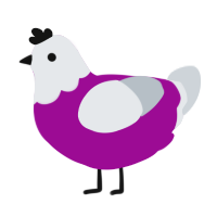 Grey but Purple, a plum and mist chicken with a head pattern