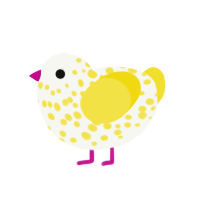 Rin, a white and yellow chicken with a head pattern