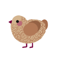 caramel cupcake, a beige and brown chicken with a double-lace pattern