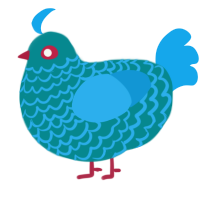 dangerous waters, a teal and sky chicken with a lace pattern