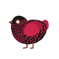 Wait and Bleed, a sable and crimson chicken with a lace pattern