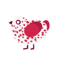 Angioma, a white and crimson chicken with a speckle pattern