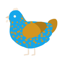 Dunnock, a sky and ochre chicken with a speckle pattern