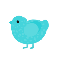 slurpee, a aqua chicken with a speckle pattern