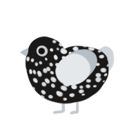 krampus, a sable and mist chicken with a speckle pattern