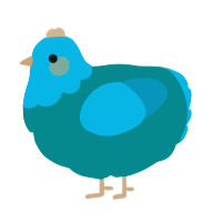 Peacock, a teal and cerulean chicken with a head pattern