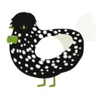 Corrupt CEO, a black and white chicken with a speckle pattern