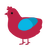 Among Us, a crimson and cerulean chicken