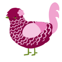 Wild Strawberry, a maroon and pink chicken with a lace pattern