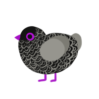 Motive, a black and ash chicken with a double-lace pattern