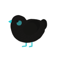 Roominescence, a sable and black chicken