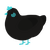 Roominescence, a sable and black chicken