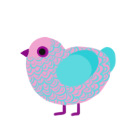 (unnamed), a pink and aqua chicken with a double-lace pattern