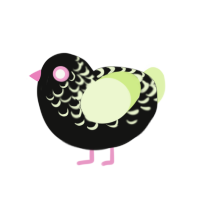 Glowstick, a black and apple chicken with a half-lace pattern