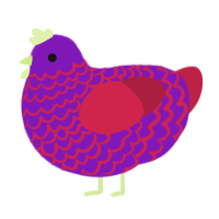 Berry Blast, a violet and crimson chicken with a lace pattern