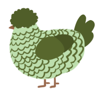 Pesto, a gluppy and olive chicken with a lace pattern