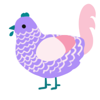 Fru, a lilac and rose chicken with a lace pattern