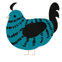 Sea rock, a sea and black chicken with a bar pattern