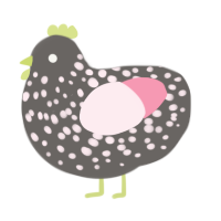 魔女, a grey and rose chicken with a speckle pattern