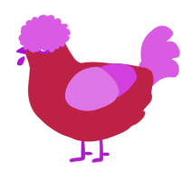 Cotton Candy, a crimson and orchid chicken